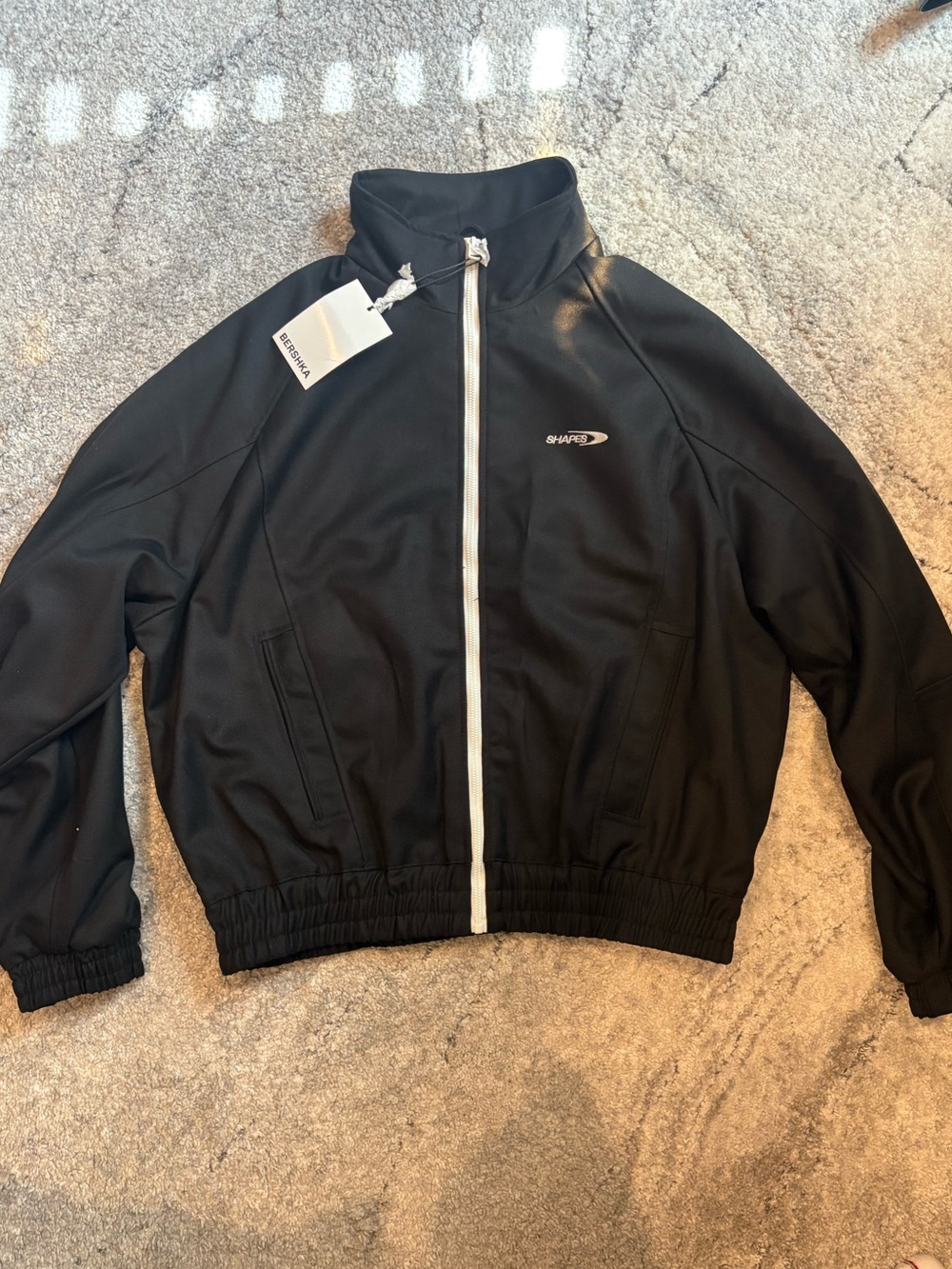 Bershka Black Track Jacket with White Zip